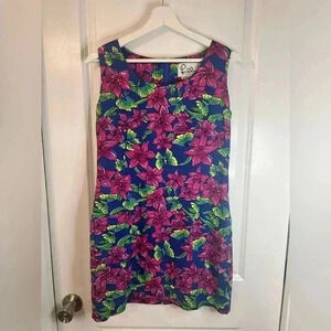 Lily Pulitzer Women’s Navy and Pink Butterfly Floral Sleeveless Dress - Size 6